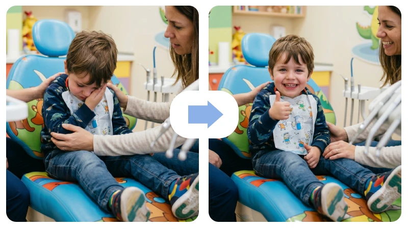 Antes e depois de odontopediatria em Joinville SC
